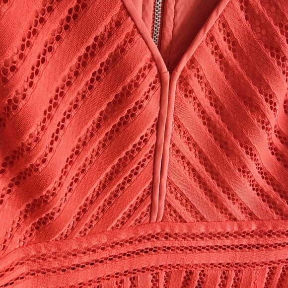 J. CREW Red Orange Lace Fit&Flare Mini Dress, Size 2P - Picture 6 of 8